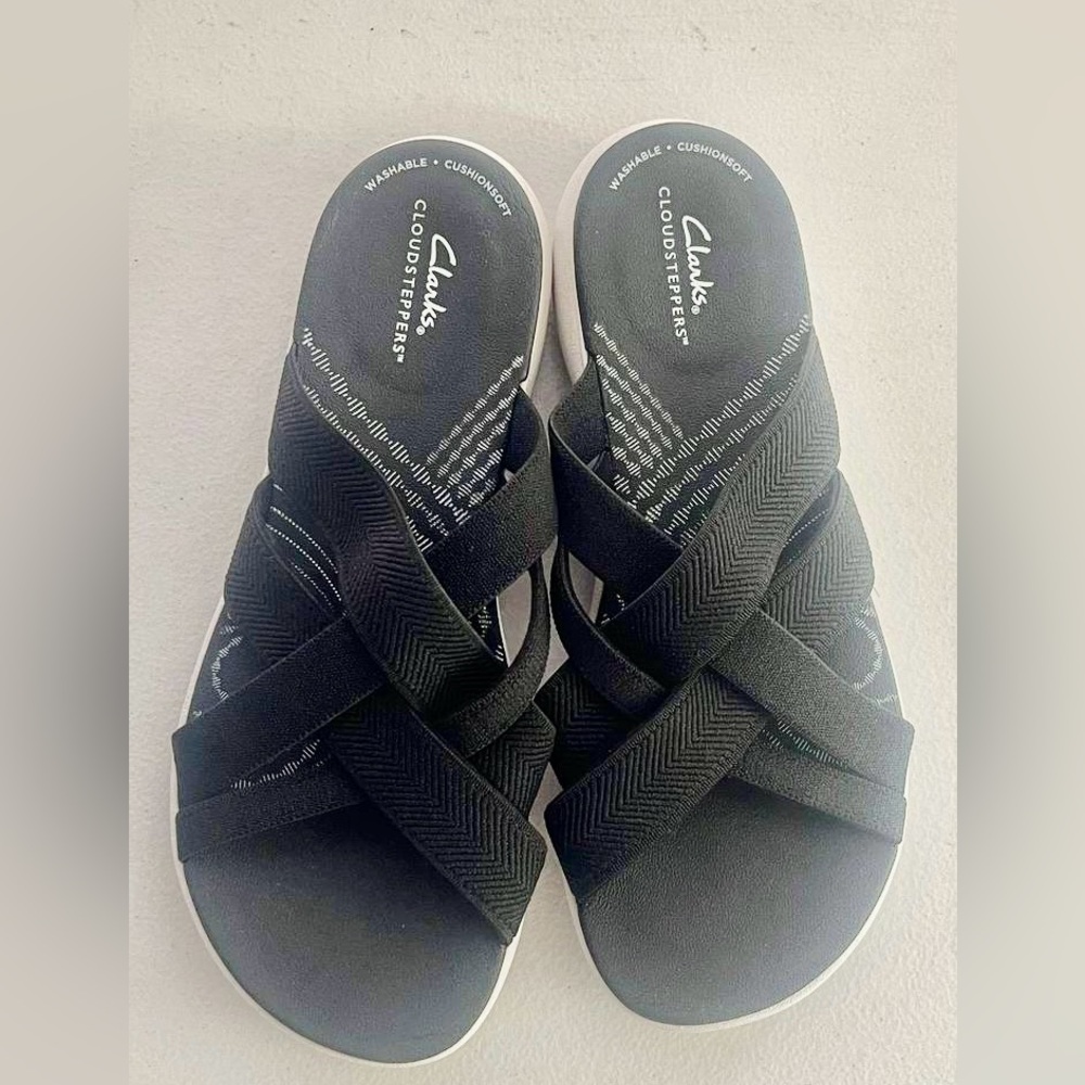 CLARKS CLOUDSTEPPERS MIRA GROVE WOMEN'S SANDALS SZ 7M BLACK SUMMER COMFORT